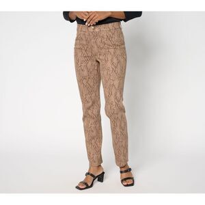 Adidas Women's Petite Pants PS Printed Prime Denim Straight Jeans Brown A702617